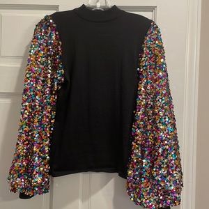 Sequin sleeved top